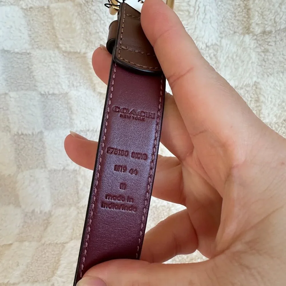 NWT! RARE! Coach F78180 Women's Classic Belt 25mm Brown/Oxblood With Gold Buckle